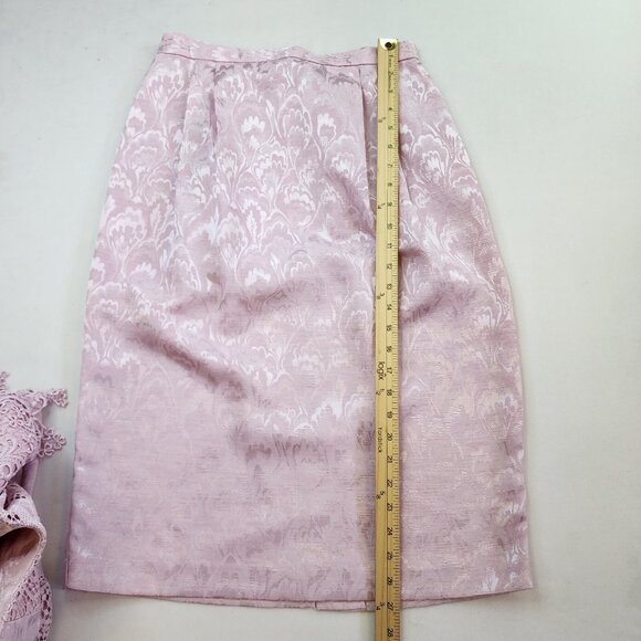 Vintage 2pc Skirt Top In the Mood 10 Pink Floral Lace Boho Fairy Wedding Mother - Picture 7 of 16